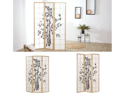Sale Biombo 132x2x179 cm madera natural Shoji Negro