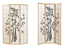 Sale Biombo 132x2x179 cm madera natural Shoji Negro