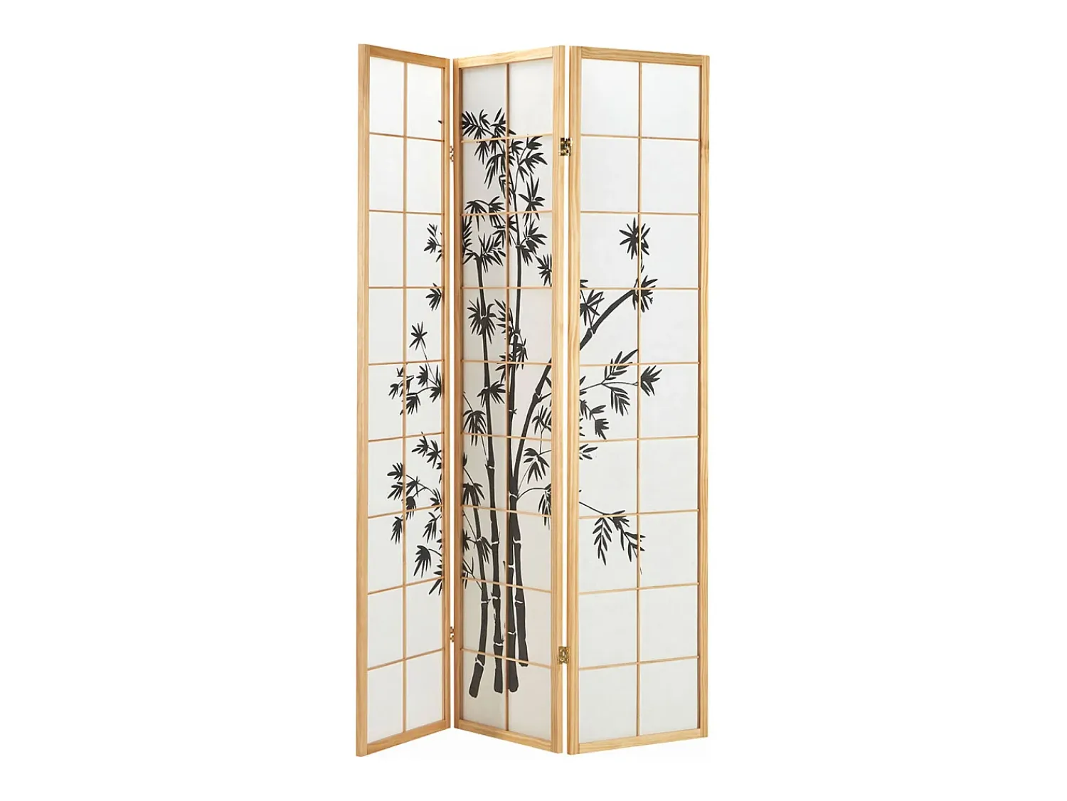 Sale Biombo 132x2x179 cm madera natural Shoji Negro