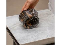 Presentación Y Servicio^Bol de mármol esculpido a mano, color Negro