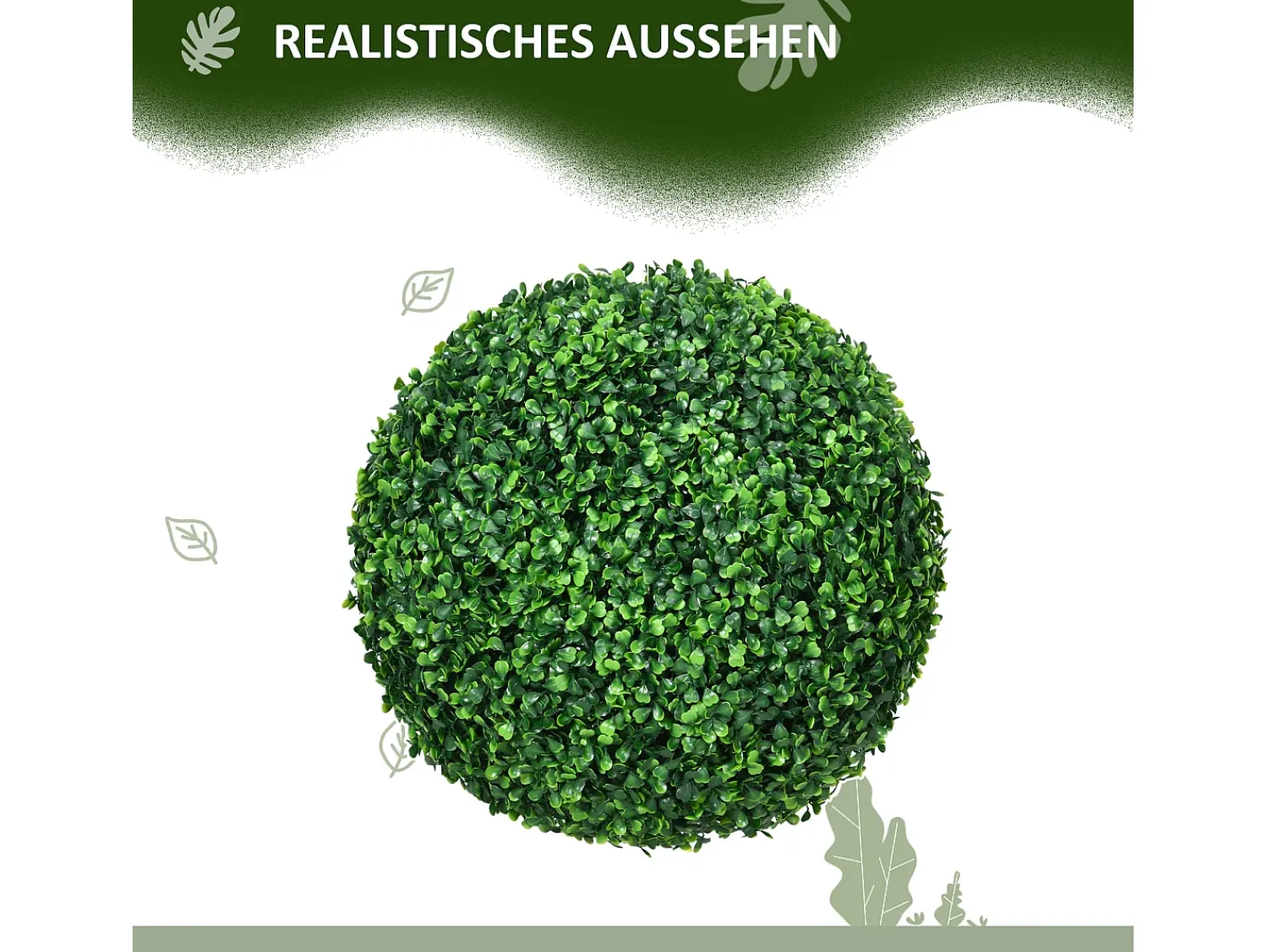 Clearance Bola de boj artificial, protección UV, plástico, (40x40x40 cm) Verde