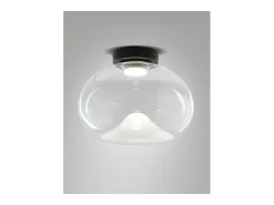 Brena - Lámpara de techo redonda con LED integrado Fabas Luce - Aplique de pared LED regulable de 19 W - Cóncava transparente