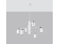 Candelabros Lemmi Moderno De Acero - 6 Fuentes Luminosas - L.77 X A.125 Cm - Blanco