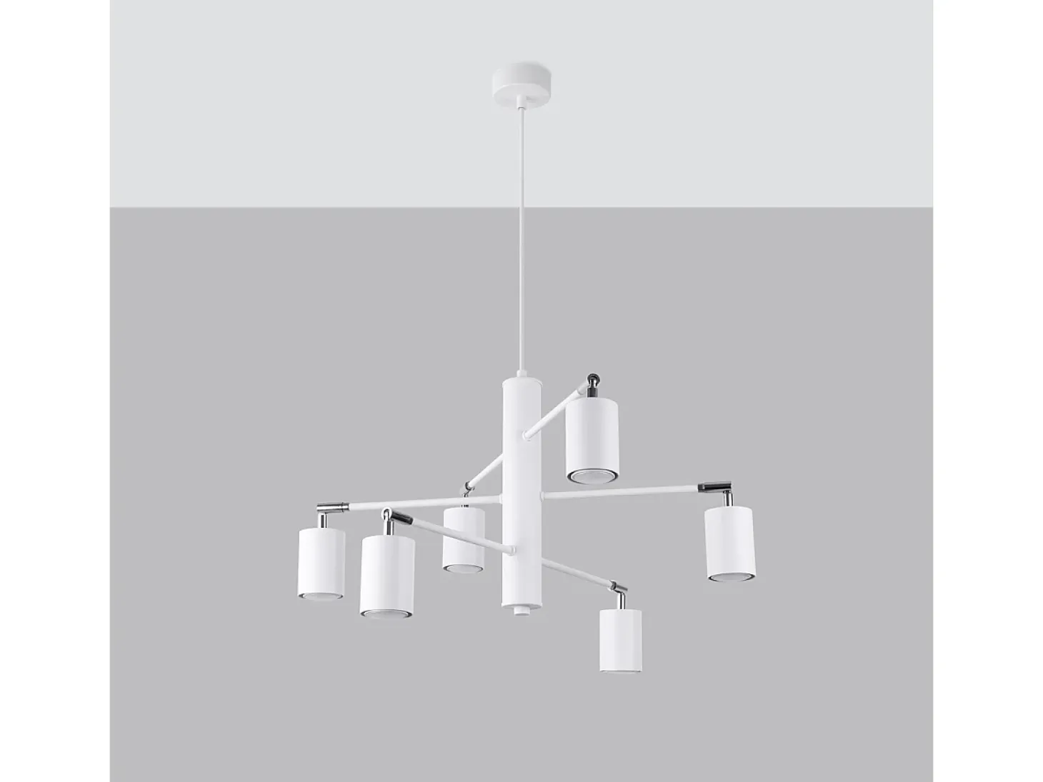 Candelabros Lemmi Moderno De Acero - 6 Fuentes Luminosas - L.77 X A.125 Cm - Blanco