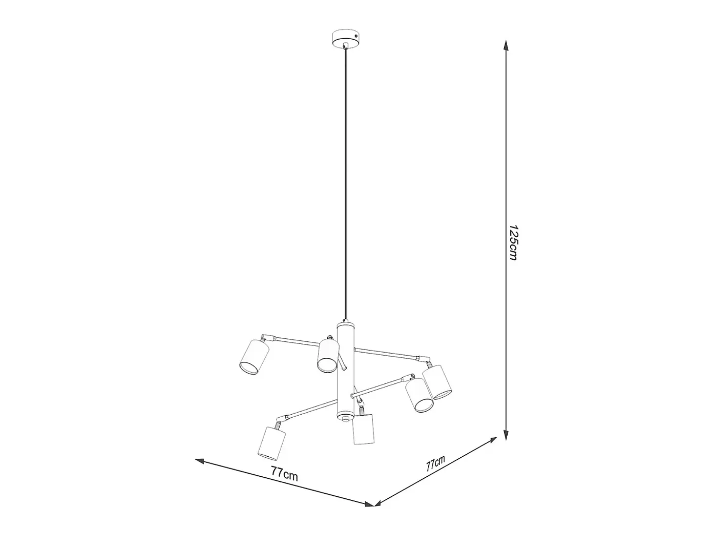 Candelabros Lemmi Moderno De Acero - 6 Fuentes Luminosas - L.77 X A.125 Cm - Blanco