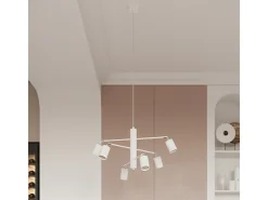 Candelabros Lemmi Moderno De Acero - 6 Fuentes Luminosas - L.77 X A.125 Cm - Blanco