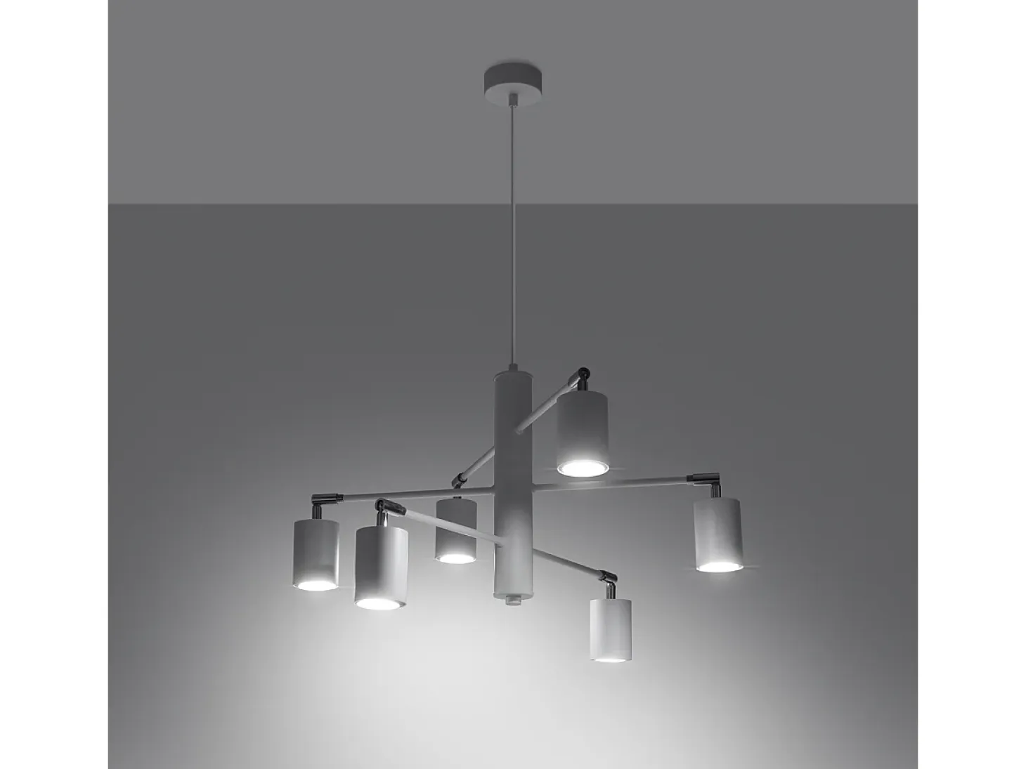 Candelabros Lemmi Moderno De Acero - 6 Fuentes Luminosas - L.77 X A.125 Cm - Blanco