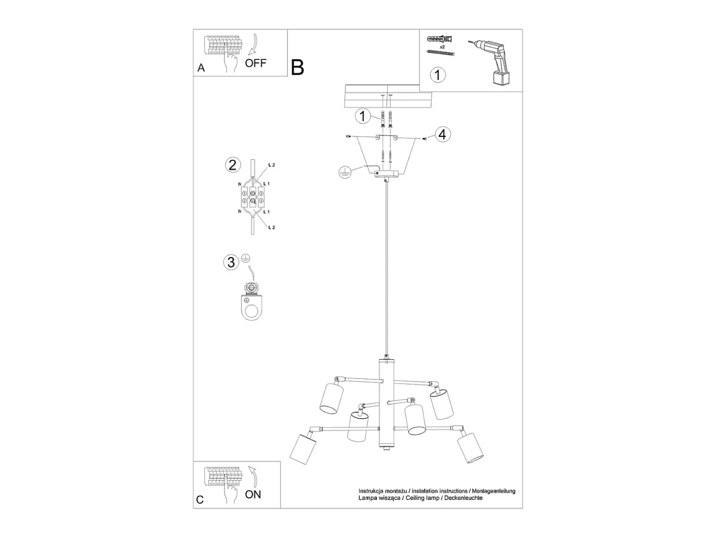 Candelabros Lemmi Moderno De Acero - 6 Fuentes Luminosas - L.77 X A.125 Cm - Blanco