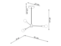 Candelabros Lingoro moderno de acero - 3 fuentes luminosas 3000K - L.61 x A.46 cm - negro