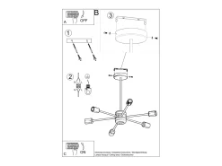 Clearance Sollux Lighting Candelabros Lingoro moderno de acero - 6 fuentes luminosas 3000K - L.86,5 x A.46 cm - Negro