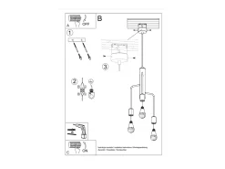 Candelabros Luxra desván de acero - 3 fuentes luminosas 3000K - L.25 x A.100 cm - negro