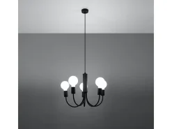 Candelabros Minimo moderno de acero - 5 fuentes luminosas 4000K - L.45 x A.100 cm - negro