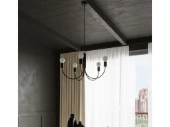 Candelabros Minimo moderno de acero - 5 fuentes luminosas 4000K - L.45 x A.100 cm - negro