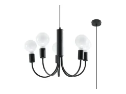 Candelabros Minimo moderno de acero - 5 fuentes luminosas 4000K - L.45 x A.100 cm - negro