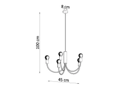 Candelabros Minimo moderno de acero - 5 fuentes luminosas 4000K - L.45 x A.100 cm - negro