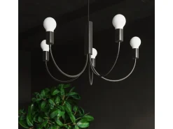 Candelabros Minimo moderno de acero - 5 fuentes luminosas 3000K - L.45 x A.100 cm - negro