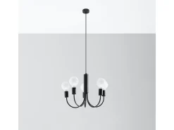 Candelabros Minimo moderno de acero - 5 fuentes luminosas 3000K - L.45 x A.100 cm - negro