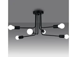 Candelabros Norah Moderno De Acero - 6 Fuentes Luminosas - L.68 X A.33 Cm - Negro