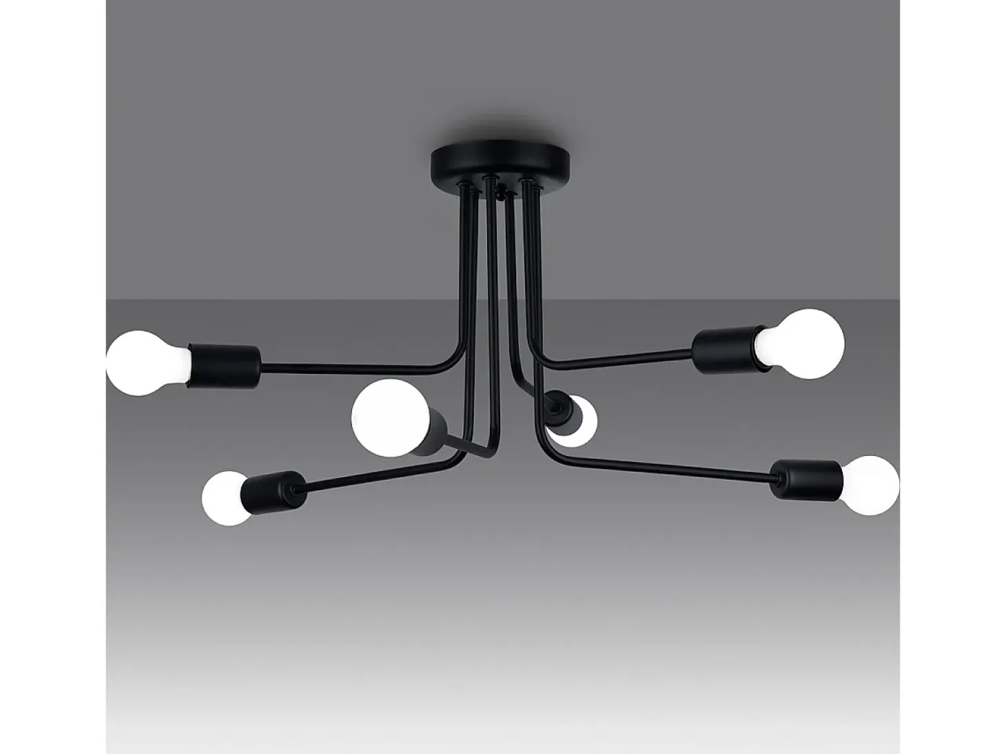 Candelabros Norah Moderno De Acero - 6 Fuentes Luminosas - L.68 X A.33 Cm - Negro