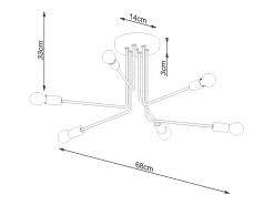 Candelabros Norah Moderno De Acero - 6 Fuentes Luminosas - L.68 X A.33 Cm - Negro
