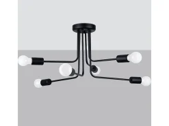 Candelabros Norah Moderno De Acero - 6 Fuentes Luminosas - L.68 X A.33 Cm - Negro