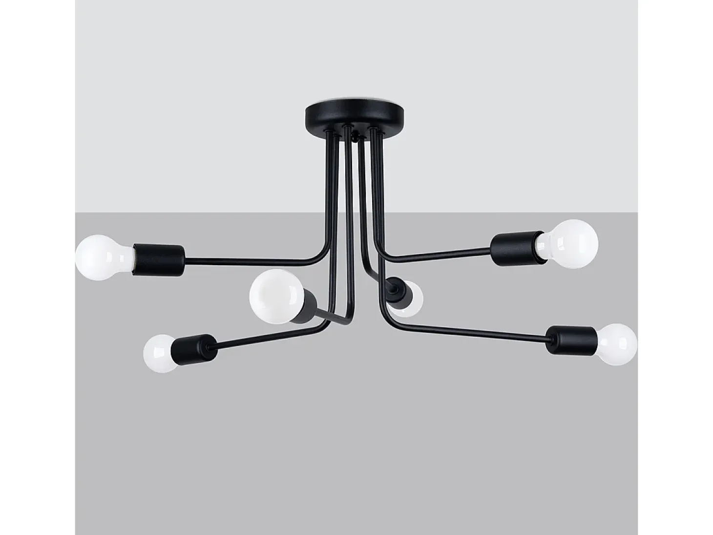 Candelabros Norah Moderno De Acero - 6 Fuentes Luminosas - L.68 X A.33 Cm - Negro