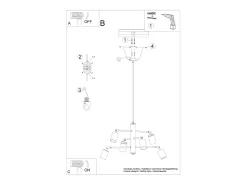Candelabros Torim moderno de acero - 6 fuentes luminosas 4000K - L.77 x A.125 cm - blanco