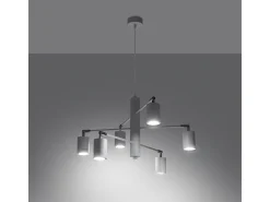 Candelabros Torim moderno de acero - 6 fuentes luminosas 4000K - L.77 x A.125 cm - blanco