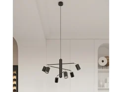 Candelabros Torim moderno de acero - 6 fuentes luminosas 3000K - L.77 x A.125 cm - negro