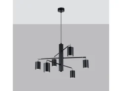 Candelabros Torim moderno de acero - 6 fuentes luminosas 3000K - L.77 x A.125 cm - negro