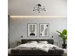 Candelabros Varilex industrial de acero - 6 fuentes luminosas 4000K - L.69 x A.29 cm - negro