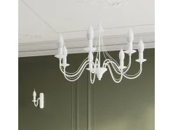 Candelabros Vivow moderno de acero - 7 fuentes luminosas 3000K - L.60 x A.80 cm - blanco