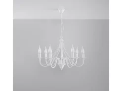 Candelabros Vivow moderno de acero - 7 fuentes luminosas 3000K - L.60 x A.80 cm - blanco