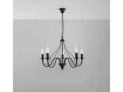 Candelabros Vivow moderno de acero - 5 fuentes luminosas 3000K - L.60 x A.80 cm - negro