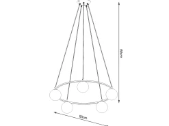 Candelabros Yoli Moderno De Acero/Vidrio - 5 Fuentes Luminosas - L.80 X A.98 Cm - Negro