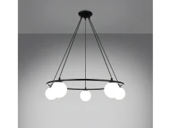 Candelabros Yoli Moderno De Acero/Vidrio - 5 Fuentes Luminosas - L.80 X A.98 Cm - Negro