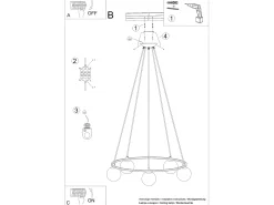 Candelabros Yoli Moderno De Acero/Vidrio - 5 Fuentes Luminosas - L.80 X A.98 Cm - Negro