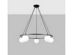 Candelabros Yoli Moderno De Acero/Vidrio - 5 Fuentes Luminosas - L.80 X A.98 Cm - Negro