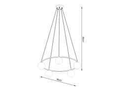 Candelabros Zynfi moderno de acero/vidrio - 5 fuentes luminosas 4000K - L.80 x A.98 cm - negro