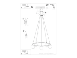 Candelabros Zynfi moderno de acero/vidrio - 5 fuentes luminosas 4000K - L.80 x A.98 cm - negro