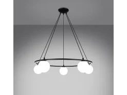Candelabros Zynfi moderno de acero/vidrio - 5 fuentes luminosas 4000K - L.80 x A.98 cm - negro