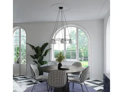 Candelabros Zynfi moderno de acero/vidrio - 5 fuentes luminosas 3000K - L.80 x A.98 cm - negro