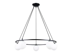 Candelabros Zynfi moderno de acero/vidrio - 5 fuentes luminosas 3000K - L.80 x A.98 cm - negro