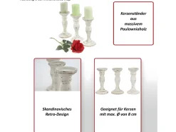 Discount MCW Candelero H361 (juego de 3), blanco Crema