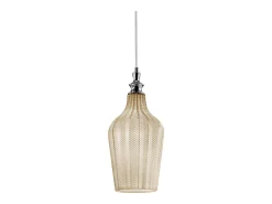 Online Cleofe - Lámpara colgante de cristal transparente ocre y cromo - Casquillo 1XE27, estilo vintage, IP20, 1XE27 máx 1X60W, d.18cm, bombillas excluidas Amarillo