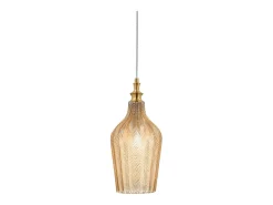 Cleofe - Lámpara colgante de cristal ámbar transparente y latón - Casquillo 1XE27, estilo vintage, IP20, 1XE27 máx 1X60W, d.18cm, bombillas excluidas