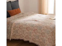 Atmosphera Ropa De Cama^Cobertor con flecos estilo cottage 240 x 260 cm Multicolor
