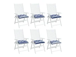 New Clicnbuy Cojines de silla 6 unidades tela Oxford rayas azul blanco 50x50x7 cm Multicolor