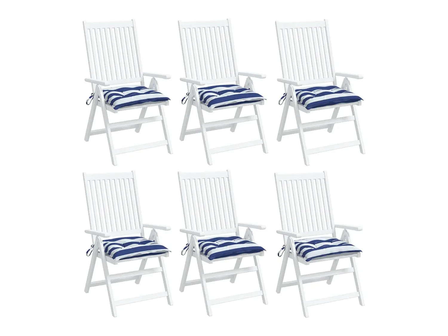 New Clicnbuy Cojines de silla 6 unidades tela Oxford rayas azul blanco 50x50x7 cm Multicolor