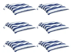 New Clicnbuy Cojines de silla 6 unidades tela Oxford rayas azul blanco 50x50x7 cm Multicolor
